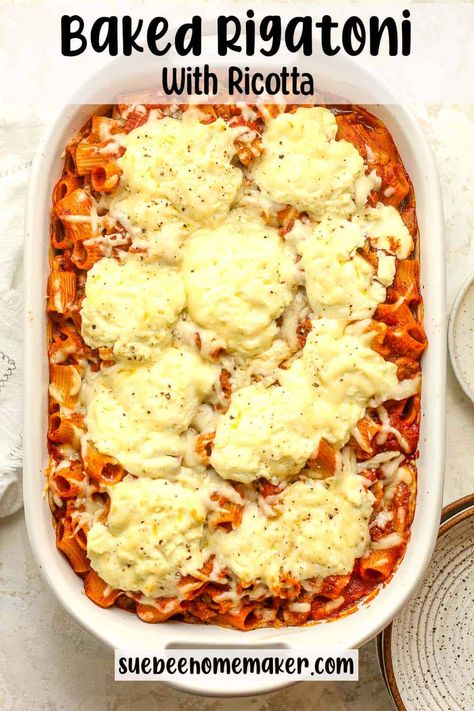 Baked Rigatoni With Ricotta, Sausage Rigatoni Pasta, Sausage Rigatoni, Pasta Homemade, Homemade Marinara Sauce, Baked Rigatoni, Creamy Pasta Dishes, Simple Pasta, Rigatoni Pasta