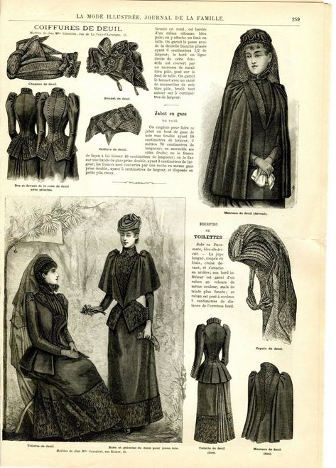 1891 mourning dresses and accessories Black Victorian Dress, 1890s Fashion, French Magazine, Halloween 3, Man Of The House, Victorian Goth, 19th Century Fashion, Victorian Clothing, Old Fashion