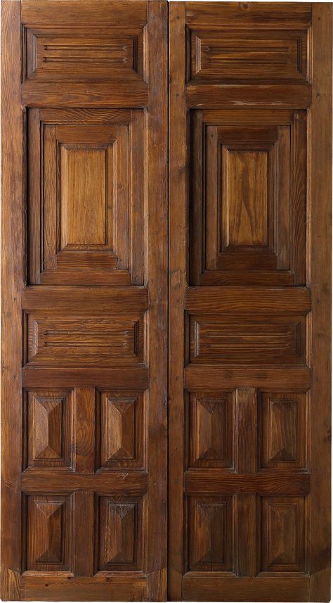 Antique Italian door;  interesting panel shapes Classic Door Design, Ancient Bifold Door, Reproduction Antique Doors, Double Door Design Wood Antique, Antique Indian Doors, Old Haveli Doors, Italian Doors, Italian House, Tall Windows