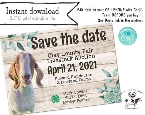 Unique Rustic Farmhouse Designs and by LoveYouForHeifer on Etsy Editing Suite, Farmhouse Designs, Boer Goats, State Fair, Hi There, Rustic Farmhouse, Invitation Paper, Agriculture, Save The Date