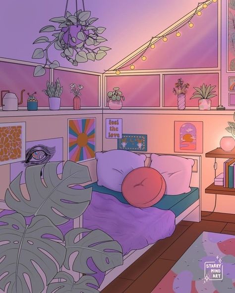 Cute Room Drawing Aesthetic, Cute Room Art Drawing, Cool Room Drawings, Lofi Drawings Room, Procreate Room Drawing, Room Drawings Aesthetic, Room Illustration Bedroom, Cute Room Drawing, Bedroom Perspective Drawing