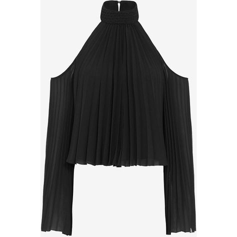 Exclusive for Intermix for Intermix Perris Cold Shoulder Pleated... ($225) ❤ liked on Polyvore featuring tops, blouses, shirts, black, cutout shoulder top, high neck blouse, black long sleeve blouse, cold shoulder blouse and cut out shoulder tops Choker Top Outfit, High Neck Shirts, Black Cold Shoulder Top, Open Shoulder Blouse, Fall Evening, Cold Shoulder Shirt, Ladies Blouse Designs, Pleated Shirt, Black Blouse Long Sleeve