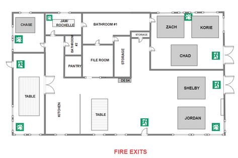 Office Fire Exit Plan Evacuation Plan, Building Development, Office Floor Plan, Architecture Drawing Plan, Office Layout, Building Plan, Building Code, Business Building, Building Construction