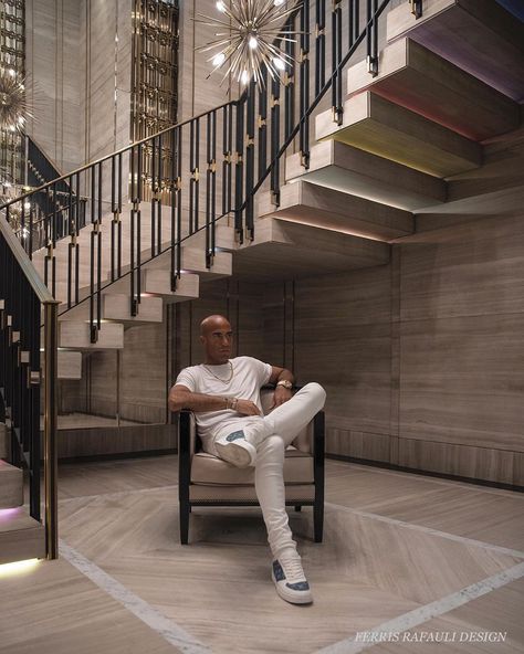 Ferris Rafauli on Instagram: “Colourwavvvy....FR 💛💚🧡” Ferris Rafauli, درابزين السلم, Staircase Interior Design, External Staircase, Stair Lift, House Staircase, Stair Railing Design, Stairway Design, Mansions Homes