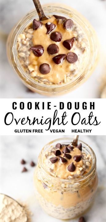 Cookie Dough Overnight Oats, كريم بروليه, Cookie Dough Vegan, Vegan Protein Cookies, Oats In A Jar, Healthy Easy Breakfast, Overnight Oats In A Jar, Vegan Overnight Oats, Oat Recipes Healthy