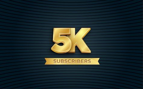 5k subscribers banner templete with 3d e... | Premium Vector #Freepik #vector #background #gold #celebration #number 5000 Subscribers Youtube, 5k Subscribers Youtube, Social Media Background Design, Media Background Design, Social Media Background, 5000 Followers, Subscribers Youtube, 5k Subscribers, Media Background