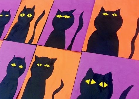 Mrs. Pearce's Art Room : Positive/Negative Space Cats Halloween Art Lessons, Positive Negative Space, Black Cat Images, Negative Space Art, Positive And Negative Space, Halloween Arts, Halloween Art Projects, Art Plan, Purple Paper