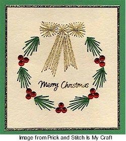 Free pattern: Prick-and-stitch wreath – Needle Work Stitch Wreath, Embroidery Cards Pattern, Card Stitching, Embroidered Cards, Parchment Crafts, Stitching On Paper, Paper Piercing, Christmas Embroidery Patterns, Sewing Cards