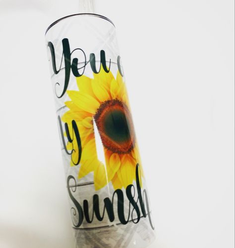 20 oz Skinny Tumbler 
Sublimated image 
Perfect gift idea for your favorite person! Yellow Sunflower, Reusable Straw, You Are My Sunshine, Cup Holders, My Sunshine, Water Glasses, Cup Holder, Wall Design, Gifts For Family