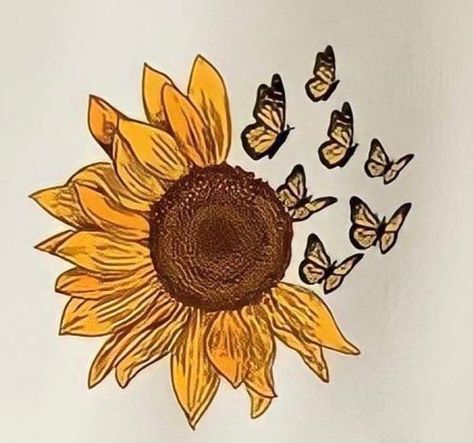 Sunflower Drawing Aesthetic, Butterfly Drawing Aesthetic, Sunflower Drawings, Ankle Tattoo Ideas, Flower Tattoo Ideas, Creative Wall Painting, Mom Tattoo Designs, Ankle Tattoos, Lotus Flower Art