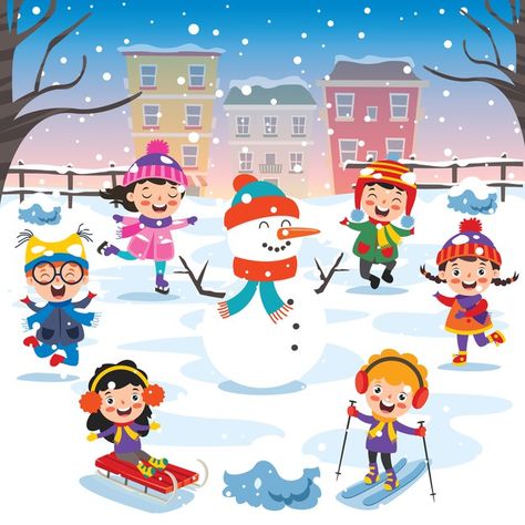 Winter Season Pictures For Kids, Winter Season Images, Seasons Kindergarten, Kids Having Fun, Snow Activities, Merry Christmas Background, Puzzle Games For Kids, Holiday Templates, Photographer Inspiration