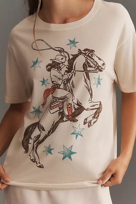 Letluv Horse Graphic Boyfriend Tee | Anthropologie Horse Graphic, Cute Tshirt, Boxer Pants, Western Graphic Tees, Nyc Shopping, Boyfriend T Shirt, Cotton Pullover, Boyfriend Tee, Women's T Shirts