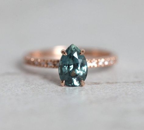 2 CT Green Pear Cut Moissanite Diamond Ring 10K 14K 18K Solid White Yellow and Rose Gold Engagement Ring Wedding Gift Ring Bridal Ring by GemStoneRingGB on Etsy Pear Sapphire Ring, Ring Rosegold, Pave Diamond Band, Gorgeous Engagement Ring, Moissanite Diamond Rings, Pear Engagement Ring, Sapphire Diamond Ring, Rose Gold Engagement, Rose Gold Metal