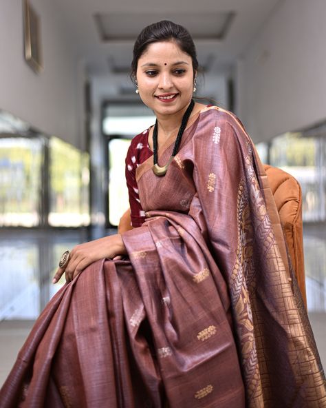 कोसा - कथा ॥ Kosa silk or tussar silk weaving is a thousand year old art form of weaving in Indian civilization. Beautifully curated finest handloom kosa tussar silk saris from our Chhattisgarh weaving cluster. These saris come with authentic silk mark certificate. You definitely love these pure handloom tussar silk saree, light, comfortable and luxurious sarees for wedding, festivals wear. Available at MYPOSHAAKH.COM SHIPPING FREE IN INDIA 🇮🇳 SHIPPING WORLDWIDE 🌎 Dm or Wattsp at 8126... Indian Civilization, Sarees For Wedding, Silk Weaving, Tussar Silk Saree, Old Art, Festival Wear, Saree Wedding, Silk Saree, Silk Sarees