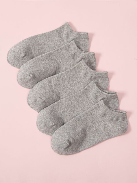 Grey    Cotton Plain Ankle Socks    Women Socks & Hosiery Grey Socks, Ankle Socks Women, Women Socks, Lingerie Accessories, Dark Jeans, Sock Shop, Knit Tees, Short Socks, Shein Style