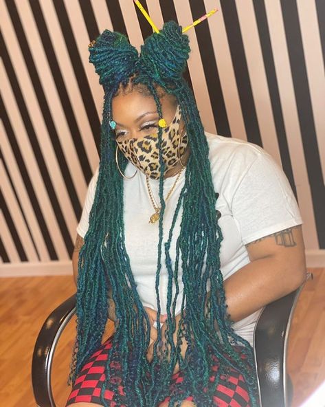 Forever Diamond LLC on Instagram: “Fairy Locs 🧚🏼✨ • • Could you wear these 🔥 teal locs? • • • #757braider #757hair #vabraids #dmvgoddesslocs #757locs #protectivestyles #odu…” Teal Faux Locs, Teal Locs, Fairy Locs, Faux Locks, Faux Locs Hairstyles, Faux Locs, Locs Hairstyles, Protective Styles, Teal Blue