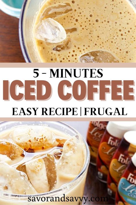 Instant Iced Coffee Recipe, Salted Caramel Iced Coffee, Blended Coffee Recipes, Frugal Dinners, Diy Iced Coffee, Easy Iced Coffee, Iced Coffee Recipes, Vanilla Iced Coffee, Nespresso Recipes