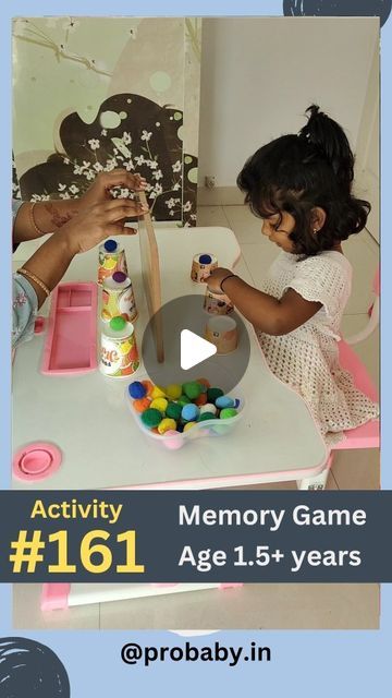 Sarvani | Kids Activities | Parenting on Instagram: "✨Activity-161: Simple Memory Game for Toddlers. #save and try this Memory game with your kids. ❇️ Age : 1.5 years + 👶 Memory games for kids are crucial as they enhance cognitive skills, improve concentration, and promote memory development, aiding overall cognitive growth. 👍 Please do engage your kids in memory games and help them develop cognitive skills. ♥️ LIKE | SHARE | FOLLOW ⬇️ For more kids activities and Parenting classes please do follow @probaby.in Regards Sarvani Mother of 3.5 years old Working Professional Early Childhood Educator #probaby #probaby.in #earlychildhoodeducation #reverse #activitiesforkids #indooractivities #ParentingTips #braindevelopmentactivity #kidsactivities #toddleractivities #parenting #noscreent Cognitive Development Activities, Concentration Activities, Easy Games For Kids, Memory Activities, Early Childhood Educator, Game For Toddlers, Cognitive Activities, Memory Games For Kids, Parenting Classes