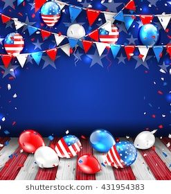 Illustration Colorful Template for American Holidays, Bunting, Balloons and Confetti. Space for Your Text. Traditional Colors of USA - Vector Independence Day Photography, Mystic Backgrounds, July Wallpaper, 4th Of July Wallpaper, July Background, Backdrops For Photography, Independence Day Images, Blue Butterfly Wallpaper, American Holidays