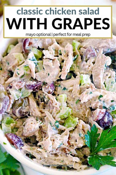 Chicken Salad Recipe With Cream Cheese, Walnut Chicken Salad, Grape Bowl, Salad With Grapes, Fall Eats, Basil Salt, Chicken Salad With Grapes, Roast Chicken Leftovers, Grape Recipes