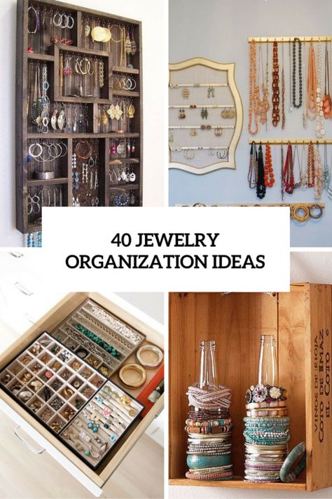 40 jewelry organization ideas cover Necklace Organizer Diy, Store Purses, Jewelry Closet, Creative Organization, Diy Jewelry Holder, Handbag Storage, Jewelry Organizer Diy, Home Organisation, Organization Solutions