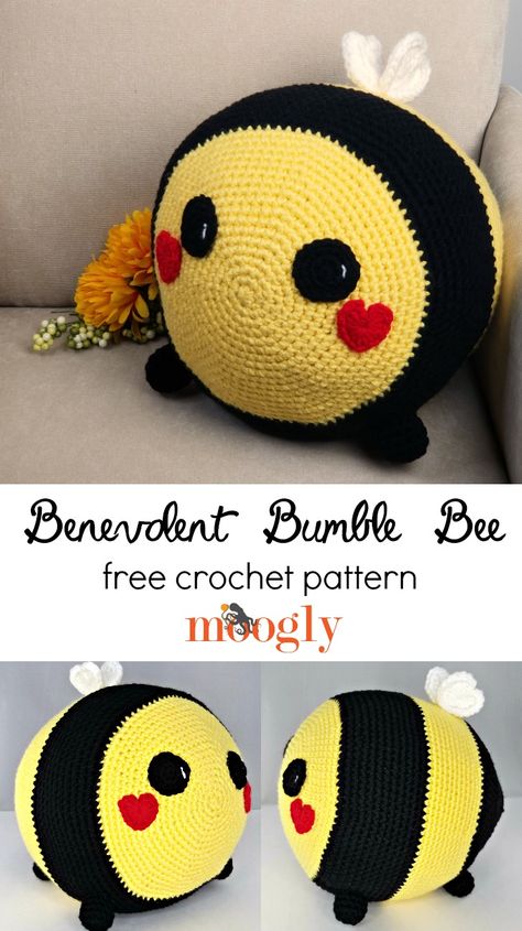 Crocheted Bee Patterns, Crocheted Amigurumi, Bee Free, Crochet Pillow Pattern, Crochet Bee, Crochet Pillows, Crochet Abbreviations, Pola Amigurumi, Crochet Cushions