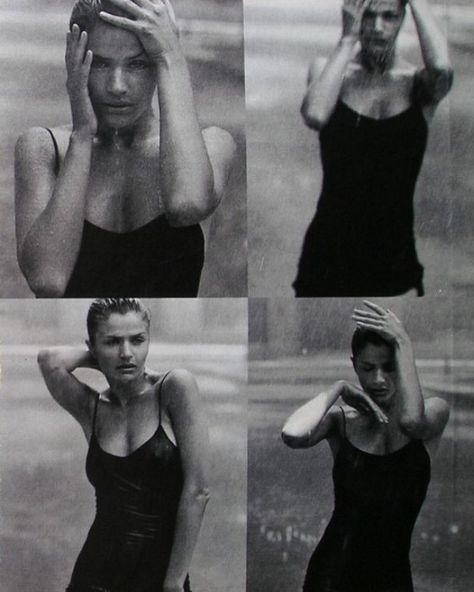 599 Likes, 2 Comments - This Is Crazy (@voguexiconic) on Instagram: “Strike a pose #helenachristensen #voguexiconic” Rainy Photoshoot, Pleasure Principle, Artistic Fashion Photography, Rain Fashion, Rain Photo, Helena Christensen, Peter Lindbergh, Famous Photographers, Rain Photography