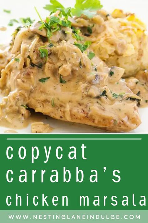 Carrabas Chicken Marsala, Carabbas Recipes, Carrabbas Recipes, Champagne Chicken, Chicken Scallopini, Chicken Marsala Recipe, Marsala Recipe, Restaurant Inspired Recipes, Masala Sauce