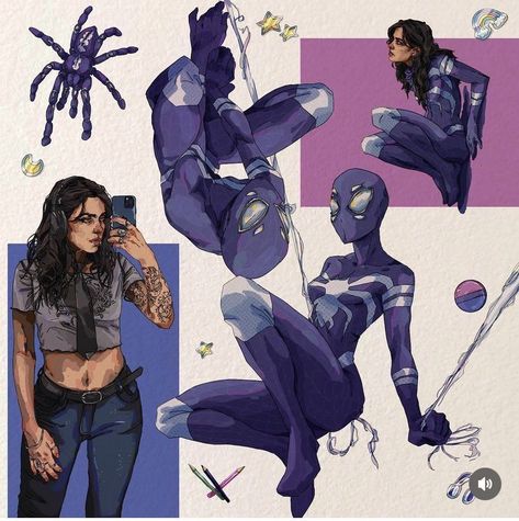 Purple Spidersona, Spiderman Oc Art, Spiderman Fanart, Spiderman Drawing, Spiderman Art Sketch, Spiderman Artwork, Spider Art, Spider Girl, Hero Costumes