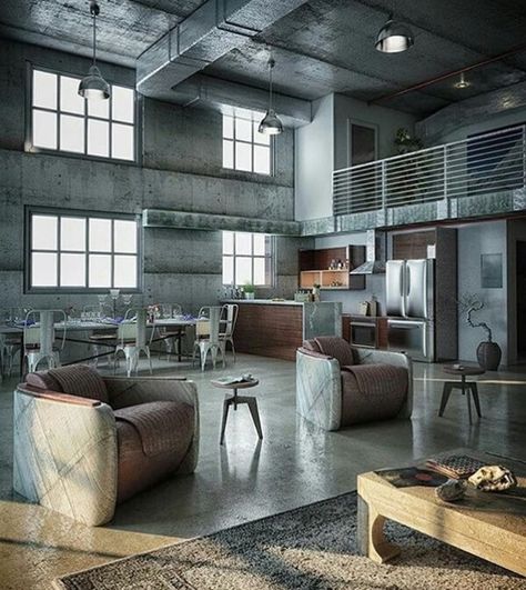 Industrial Loft Decor Interior Design, Industrial Chic Interior, Urban Industrial Decor, Industrial Living Room, Industrial Loft Design, Warehouse Living, Industrial Chic Decor, Industrial Apartment, Industrial Style Decor