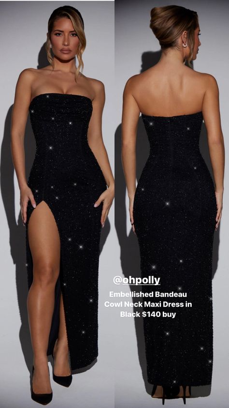 Strapless Sparkly Prom Dresses, Long Black Glitter Dress, Casino Theme Prom Dress, Grammy Dresses Ideas, Long Black Sparkly Dress, Hollywood Prom Dresses, Formal Dress Styles, Matric Ball Dresses, Slinky Black Dress