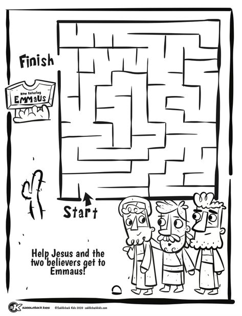 Help Jesus and the two believers get to Emmaus by finishing this maze. The Road To Emmaus Craft Sunday School, Road To Emmaus Craft For Preschoolers, Road To Emmaus Activity, Road To Emmaus Sunday School, Road To Emmaus Craft, Emmaus Craft, Catholic Kids Crafts, Sunday School Worksheets, Road To Emmaus