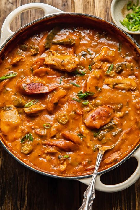 Chicken Sausage Stew, Chicken And Sausage Stew, Garlic Gravy Recipe, Chicken Supreme Recipe, Easy Gumbo, Gumbo Recipe Easy, Chicken And Sausage Gumbo, Cajun Gumbo, Gumbo Recipe Sausage