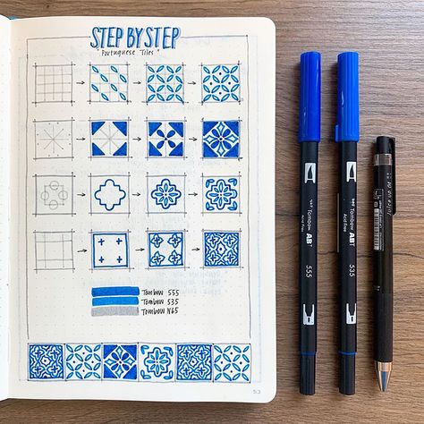 How to Draw Portuguese Tiles Journal Doodle Ideas, Doodle Bullet Journal, Penanda Buku, Doodle Ideas, Bullet Journal Aesthetic, Bullet Journal Notebook, Cat Air, Bullet Journal Themes, Bullet Journal Writing