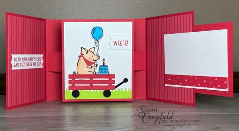 Folded Christmas Cards, Fall Cards Handmade, Pop Out Cards, Fun Folds, Beautiful Christmas Cards, Pig Birthday, This Little Piggy, Interactive Cards, Card Making Tutorials