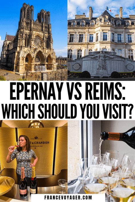 Which should you visit: Reims or Epernay? | Reims Epernay | Reims vs Epernay | Where to Go in Champagne | Champagne France Travel | Champagne France Things to Do | Things to Do in Champagne France | Things to Do in Reims France | Things to Do in Epernary France | Avenue de Champagne Epernay | Epernay or Reims | Epernay vs Reims | Where to Stay in Champagne France | Champagne France Where to Stay | Visit Champagne France Champagne France Travel, Epernay France, Things To Do In France, Europe Food, Travel In France, Reims France, Champagne France, European Road Trip, France Itinerary