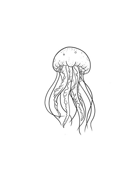 Jellyfish Outline Tattoo, Jellyfish Line Drawing, Cute Jellyfish Tattoo, Simple Jellyfish Drawing, Jellyfish Tattoo Minimalist, Medusa Animal, Ocean Drawing, Shell Tattoos, Traditional Tattoo Designs