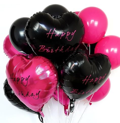 Hot Pink And Zebra Birthday Party, Pink And Diamond Theme Party, Pink Goth Birthday Party, Pink And Black Quinceanera Theme, Pink And Black 21st Birthday Party, Pink Black And Gold Party Decorations, Black And Pink Party Theme, Pink And Black Birthday Party Decoration, Black And Pink Balloons