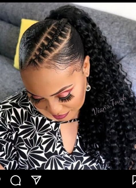 Braids And Ponytails For Black Hair, High Ponytail Cornrows, Perfect High Ponytail, Gel Hairstyles, Ponytail Hairstyle Ideas, Natural Hair Ponytail, Sleek Braided Ponytail, Cornrow Ponytail, High Ponytail Hairstyles