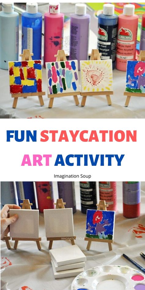 DIY Mini Masterpieces (A FUN Staycation Art Activity) Painting For Preschool, Drawing Books For Kids, Mini Masterpieces, Doll Museum, Art Activity, Hot Day, Big Art, Small Canvas, Mini Canvas