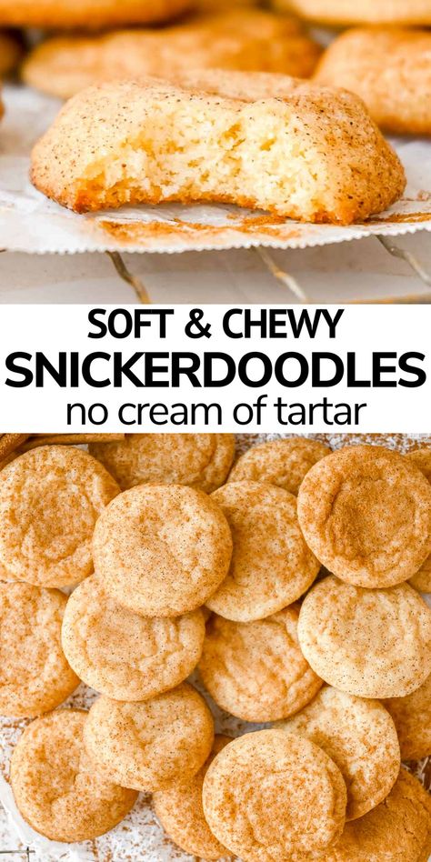 Want to make snickerdoodle cookies but you have no cream of tartar? Don't worry, these snickerdoodles without cream of tartar are just as chewy, fluffy, and soft as the traditional recipe. Easy to make with just a simple substitution of baking powder and lemon juice. No chill time for these simple cinnamon sugar Christmas cookies your family will devour! Snickerdoodle Cookies Without Tartar, Snickerdoodle Cookies No Cream Of Tartar, Fluffy Snickerdoodle Cookies, Sugar Christmas Cookies, Gluten Free Snickerdoodle Cookies, Chewy Snickerdoodles, Easy Snickerdoodle Recipe, Easy Sugar Cookie Recipe, Pumpkin Spice Cookie Recipe