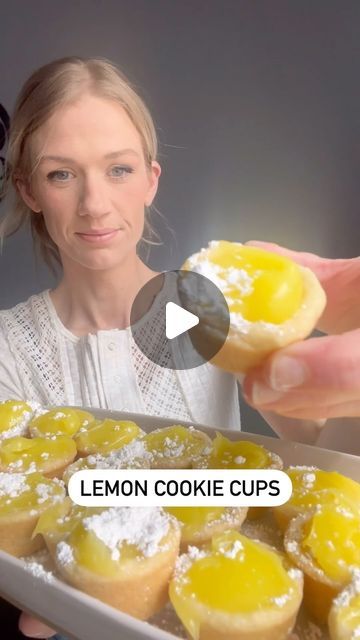 🐰Lemon Cookie Cups🐰  Take Pre made sugar cookie dough cubes and put them into a greased mini muffin pan. Bake per package direction... | Instagram Lemon Cookie Cups, Baking Deserts, Pillsbury Sugar Cookie Dough, Pillsbury Sugar Cookies, Lemon Cookies Easy, Sugar Cookie Cups, Lemon Cookie, Lemon Pie Filling, Lemon Dessert Recipes