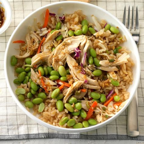 Asian Chicken Rice Bowl Panini Recipes Chicken, Braised Chicken Breast, Chicken Rice Recipes, Chicken Rice Bowls, Easy Chicken Breast, Ayam Bakar, Rice Bowls Recipes, Chicken Breast Recipes Healthy, Rotisserie Chicken Recipes