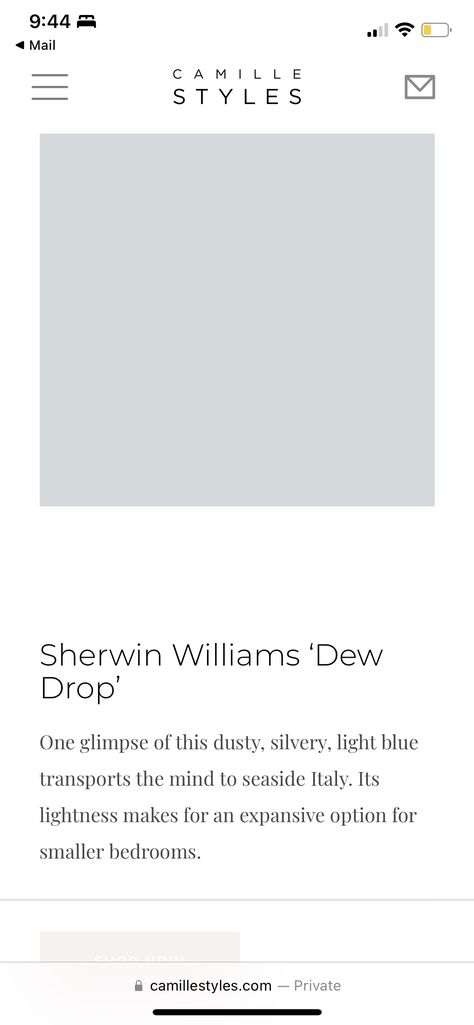 Sherwin Williams Dew Drop, Dew Drop Sherwin Williams, Sherwin Williams Rain Paint, Dew Drop Paint Color, Sw Rain Paint Master Bedrooms, Sherwin Williams Waterloo Coordinating Colors, Sherwin Williams Rain Color Palette, Bathroom Decor Ideas Themes, Camille Styles