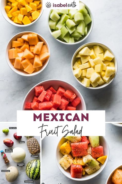 Fruit Salad Bowls Ideas, Fruit Salad With Tajin, Tajin Fruit Salad, Mexican Fruit Bowl, Mexican Fruit Salad Recipe, Fruit With Tajin, Mexican Fruit Table Ideas, Fruit Salad Cups, Salad Bowl Ideas