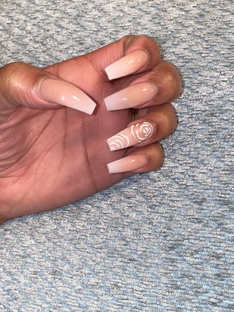 Pink And White Ombré Nails With Design, Brown And White Ombre Nails, Pink And White Ombre Nails With Design, White Ombre Nails With Design, White Ombre Nails Coffin, Ombre Pink And White Nails, Pink And White Ombre Nails, White Ombre Nails, Nails With Design