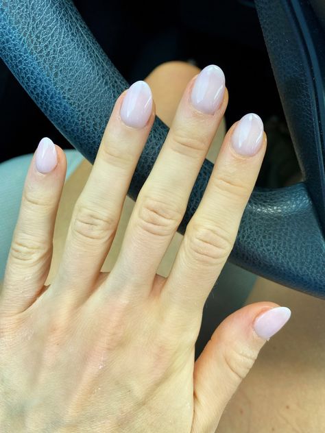 Neutral simple dip powder nails almond shape natural Bridesmaid Dip Nails, Opi Love Is In The Bare And Bubble Bath, Bubble Bath Dip Nails, Love Is In The Bare Opi Dip, Bubble Bath French Nails, Opi Love Is In The Bare, Opi Dip Nails, Bubble Bath Nails, Natural Nail Shapes