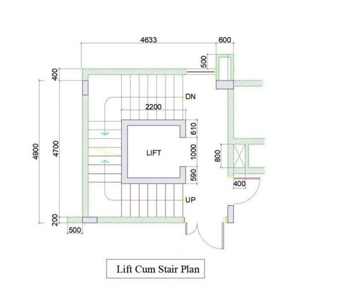 Staircase With Elevator Design, Lift With Staircase, Stairs With Lift, Staircase With Lift, Stairs Floor Plan, Lobby Plan, Staircase Layout, Exterior Interior Design, Stair Layout