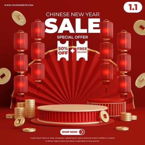 Chinese new year social media posts | Premium Psd #Freepik #psd #background Chinese New Year Advertising, Chinese New Year Promotion, New Year Social Media, Chines New Year, Studio Background Ideas, New Year Promotion, Logistics Design, Chinese New Year Background, New Year Post