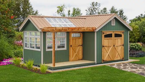 Greenhouse Shed Combo, Cottage Greenhouse, Backyard Features, Cedar Door, Greenhouses For Sale, Cedar Pergola, Exercise Room, Greenhouse Shed, Greenhouse Ideas